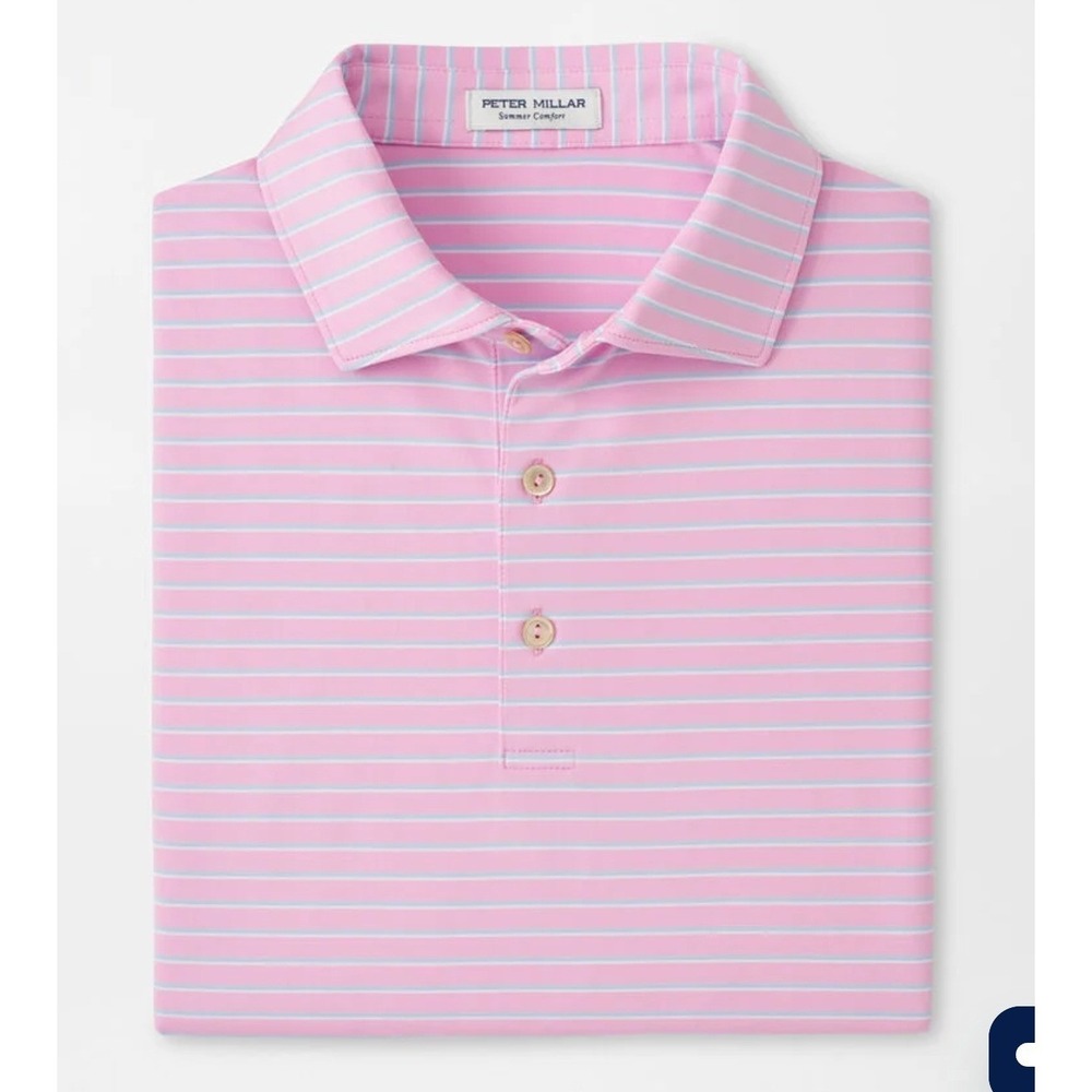 Peter Millar Men's Crown Polo Shirt Summer Comfort Large Pink Somerset Golf club